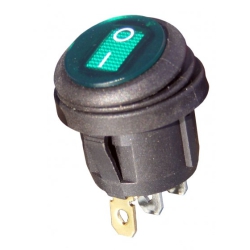przełącznik kołyskowy 2 pozycje zielony podświetlany hermetyczny 12-24V